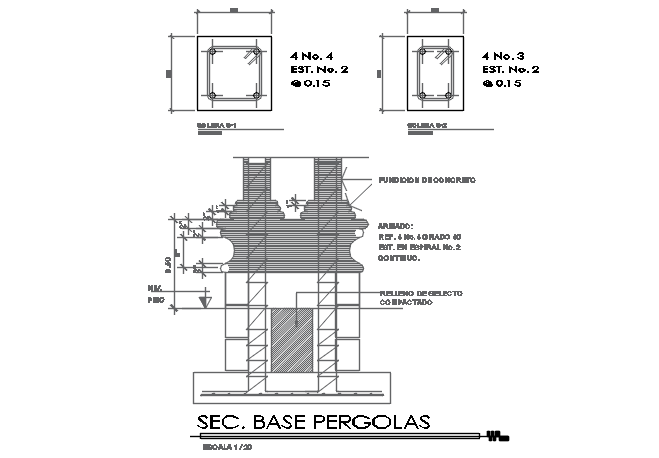 Foundation plan and section detail dwg file