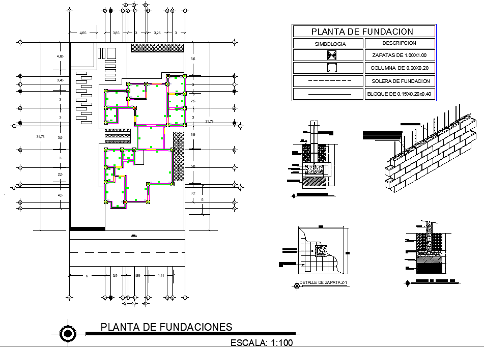 Foundation plan and section detail layout file