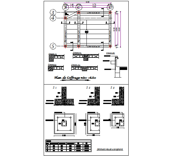 Foundation plan and section dwg file
