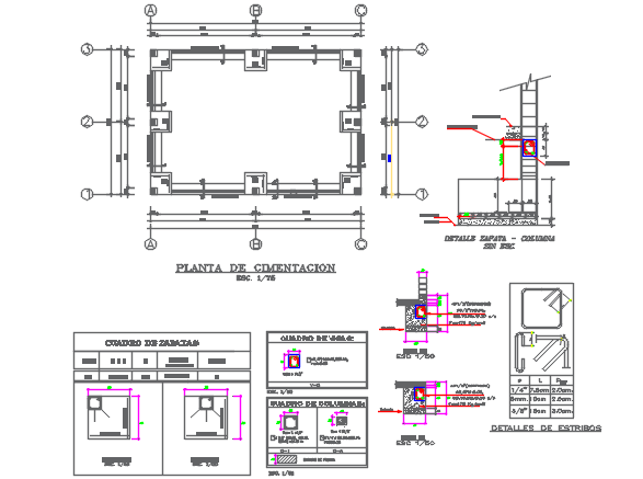 Foundation plan and section working plan detail dwg file