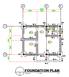 Foundation plan design drawing of small hospital design drawing