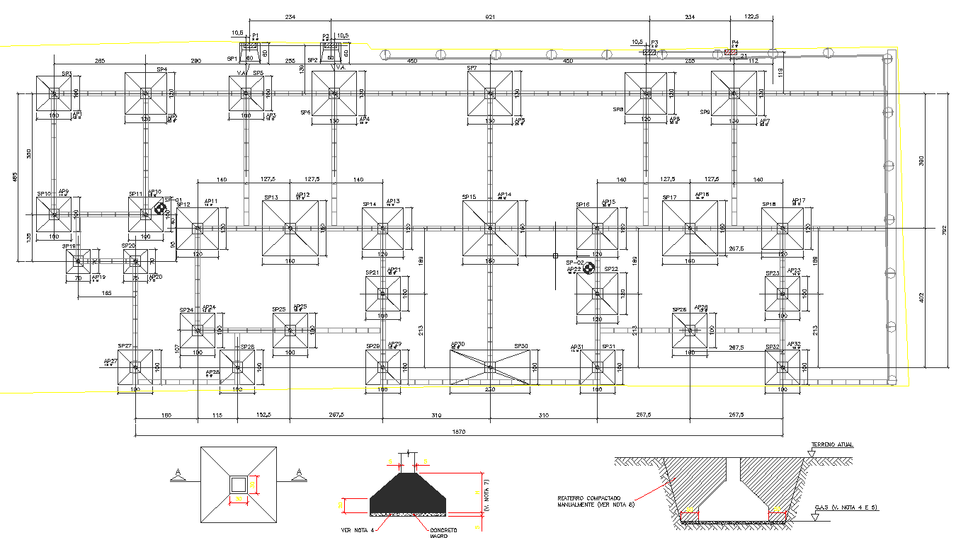 Foundation plan layout view detail dwg file