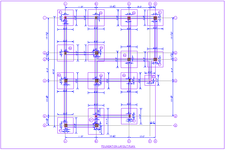 Foundation plan of house dwg file 