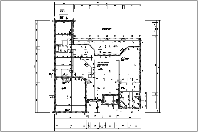 Foundation plan of residential area dwg file