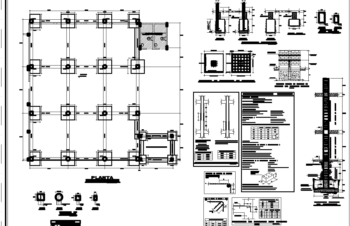 Foundation plan section detail detail dwg file,