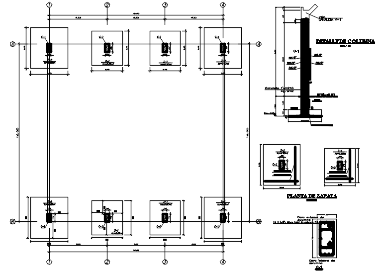 Foundation plan with detail dimension in dwg file