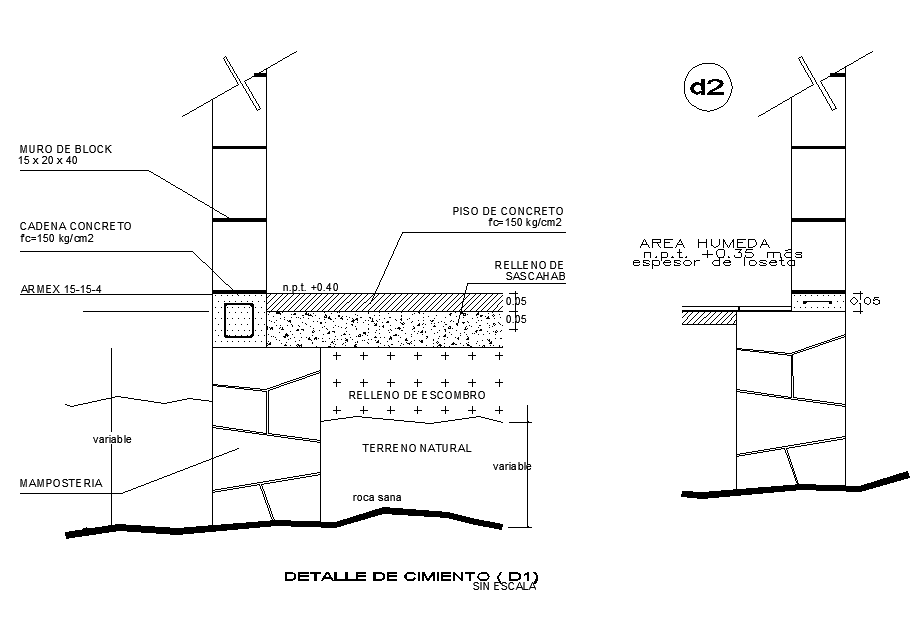 Foundation section detail dwg file