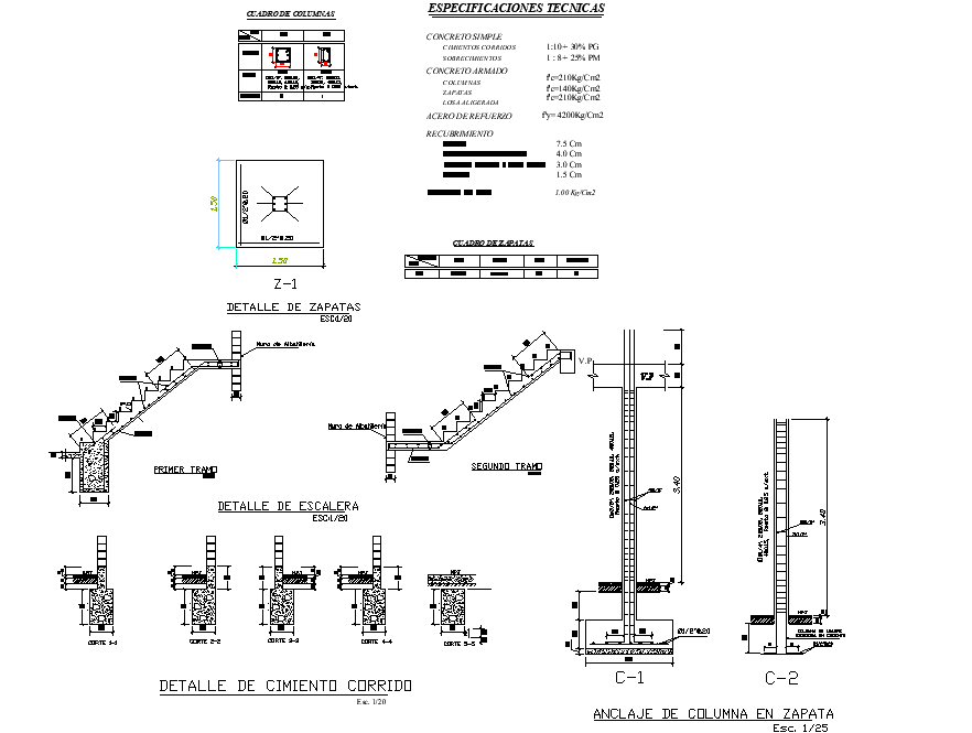 Foundation section plan detail autocad file