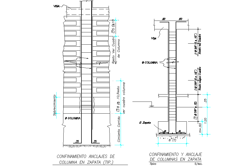 Foundation section plan detail dwg file