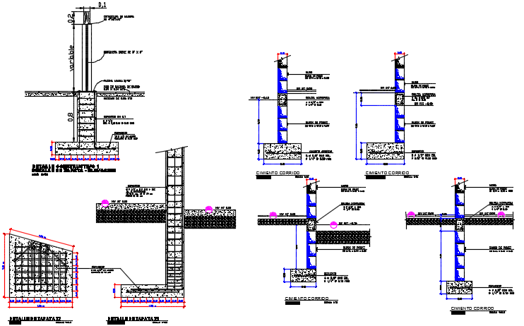 Foundation section plan detail dwg file