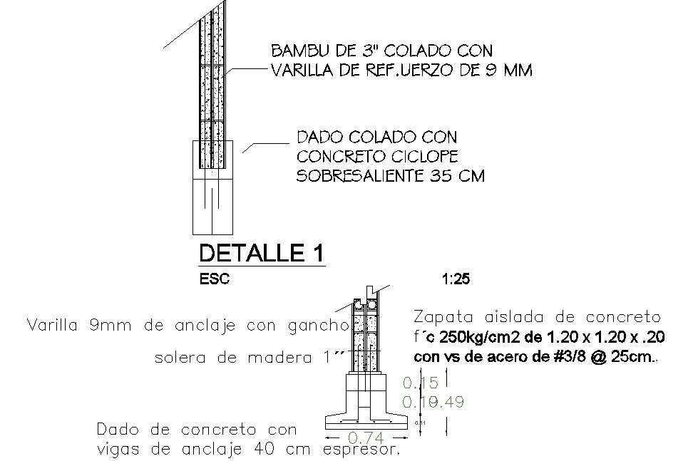 Foundation section plan detail dwg file
