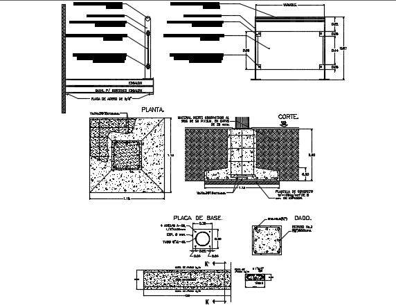 Foundation section plan detail dwg file