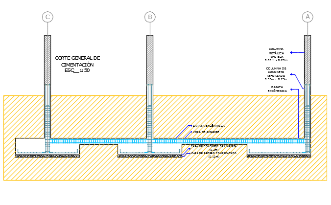 Foundation section plan detail dwg file
