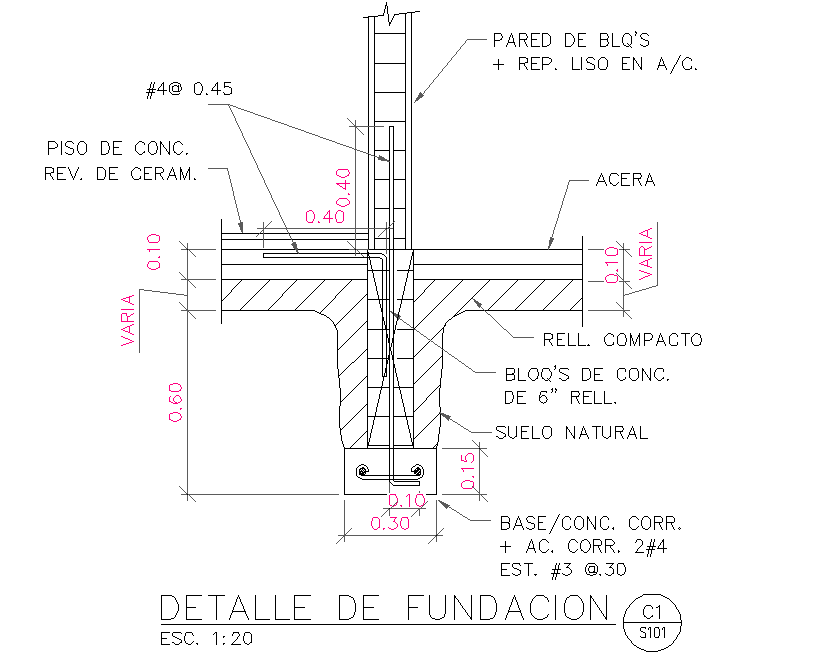 Foundation section plan detail layout file