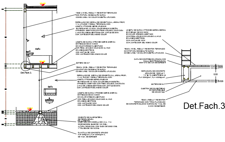 Foundation to wall section detail dwg file