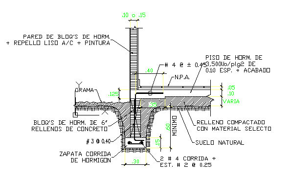 Foundation with concrete shoe DWG file