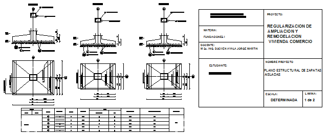 Foundations - isolated footings design drawing