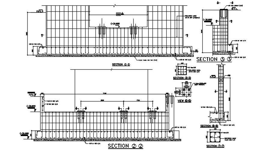 Foundation section details are given in this AutoCAD 2D DWG drawing file. Download the Autocad DWG drawing file.