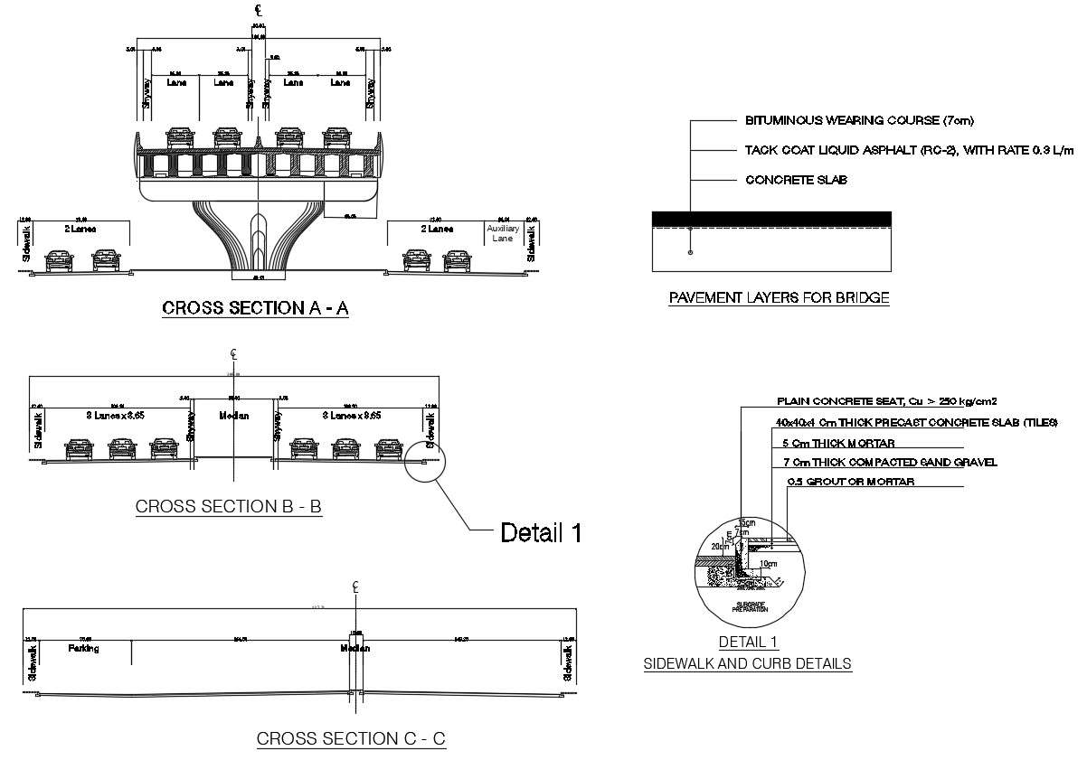 Four Lane Bridge Cad Drawing 