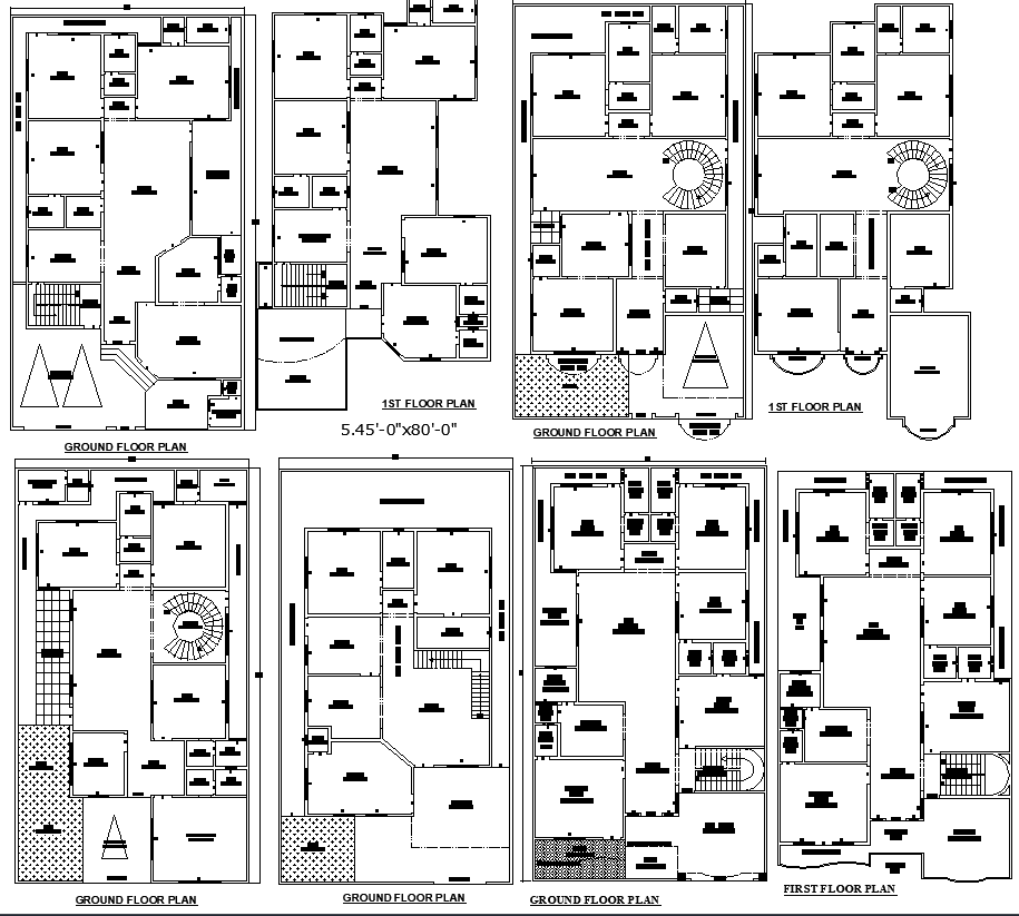 Best 40x70 Residential House Layouts Design For DWG File
