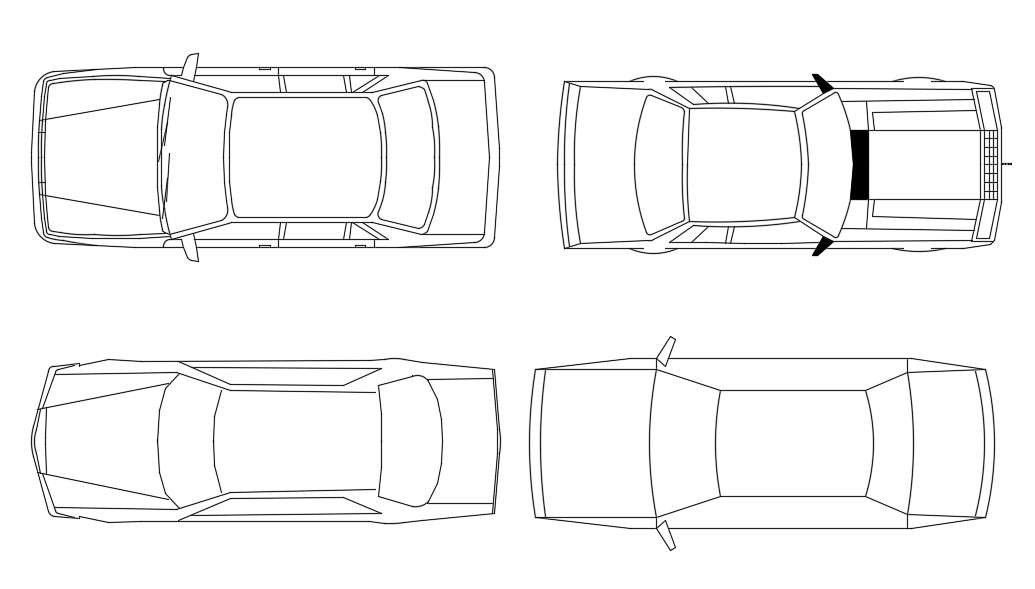 Four different types of car block designs are available in these DWG drawings. Download this AutoCAD drawing file.