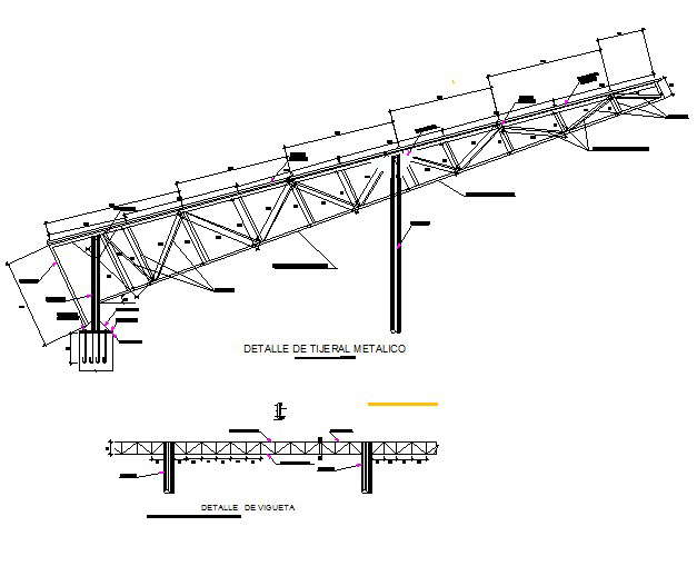 Frame truss structural plan and section detail dwg file