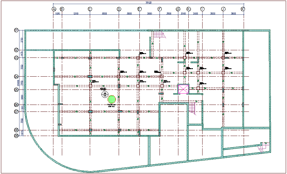 Framing plan with construction view dwg file