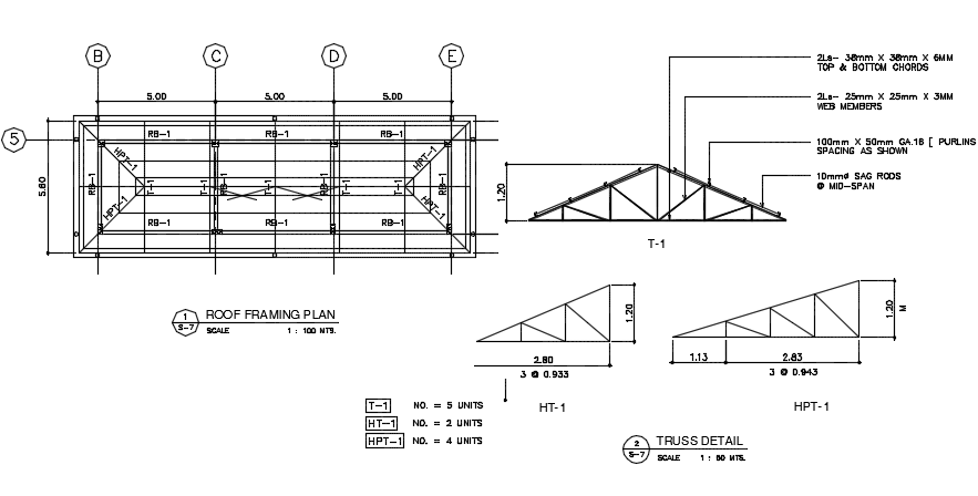 Framing roof plan detail dwg file