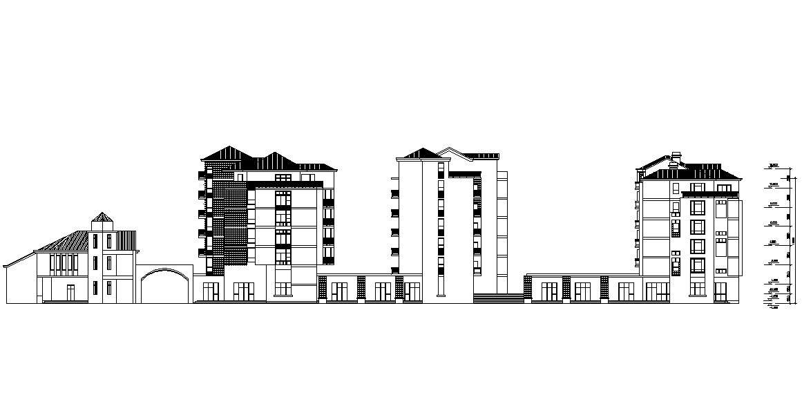 Free Download Building Side Elevation DWG File 