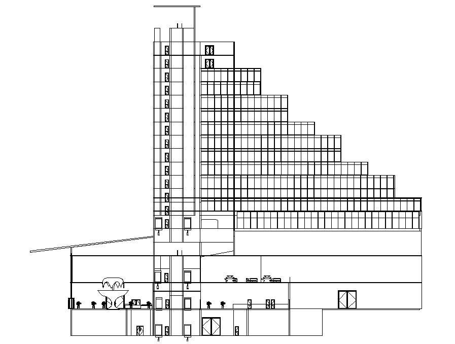 Free Hotel Section And Elevation DWG File