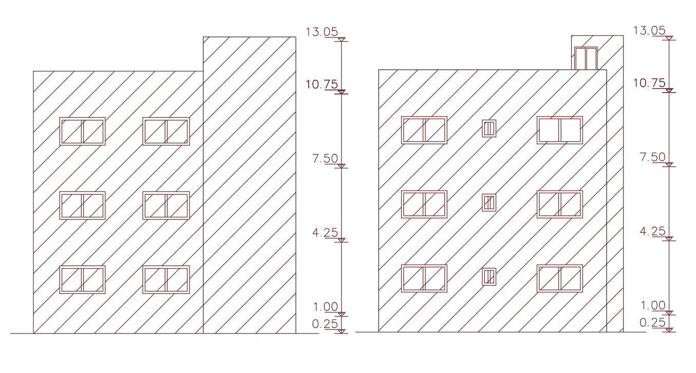 Free Download Apartment left And Rear side Elevation Design
