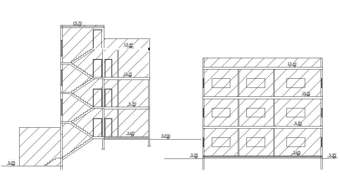 Free Download Three Storey Building Section AutoCAD File