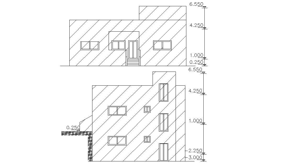 Free House Front And Rear Elevation Design