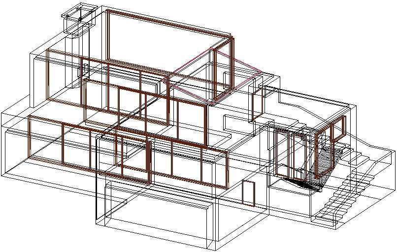 Front 3 D view house detail dwg file