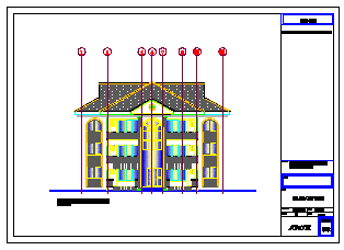 Front elevation design drawing of residential building design drawing