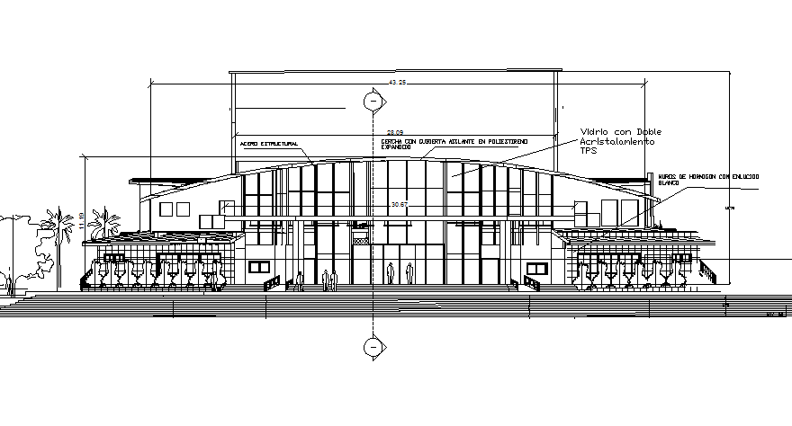 Front elevation detail dwg file