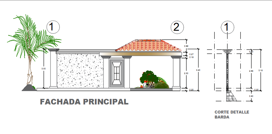 Front elevation detail dwg file