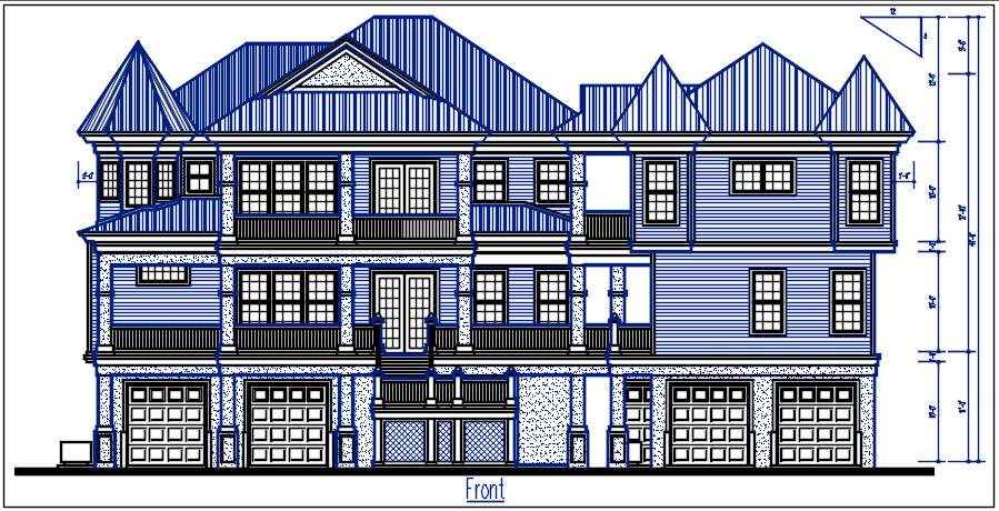 Front elevation detail dwg file