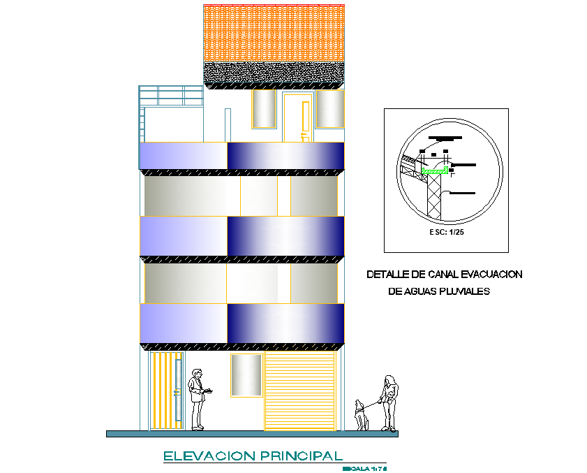 Front elevation house detail dwg file