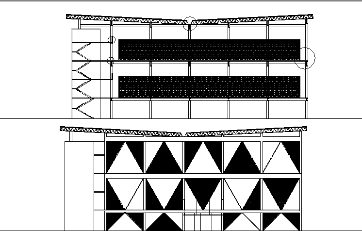 Front elevation of a building  dwg file