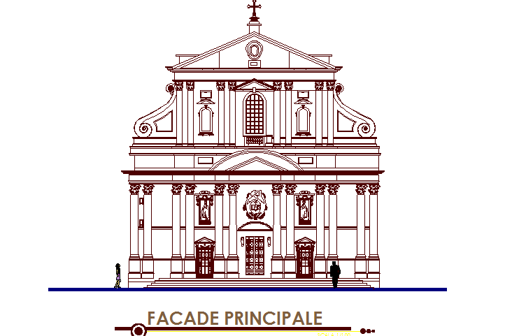 Front elevation of a temple