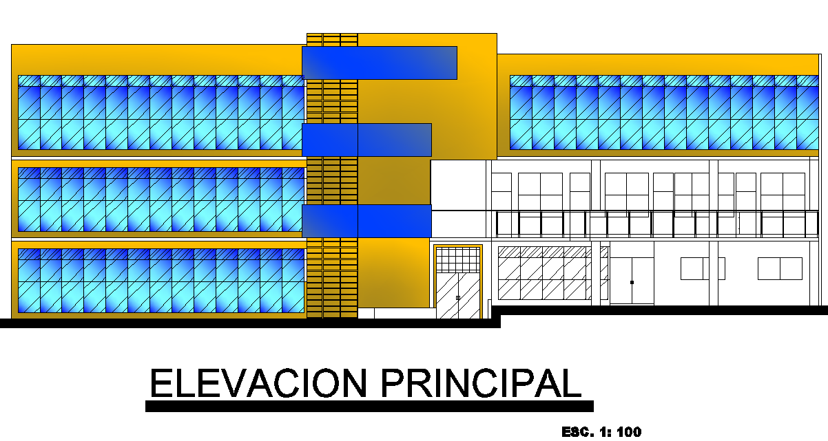 Front elevation universal plan detail dwg file