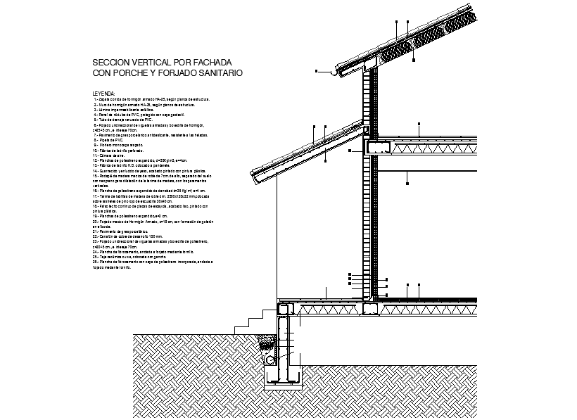 Front porch vertical section dwg file