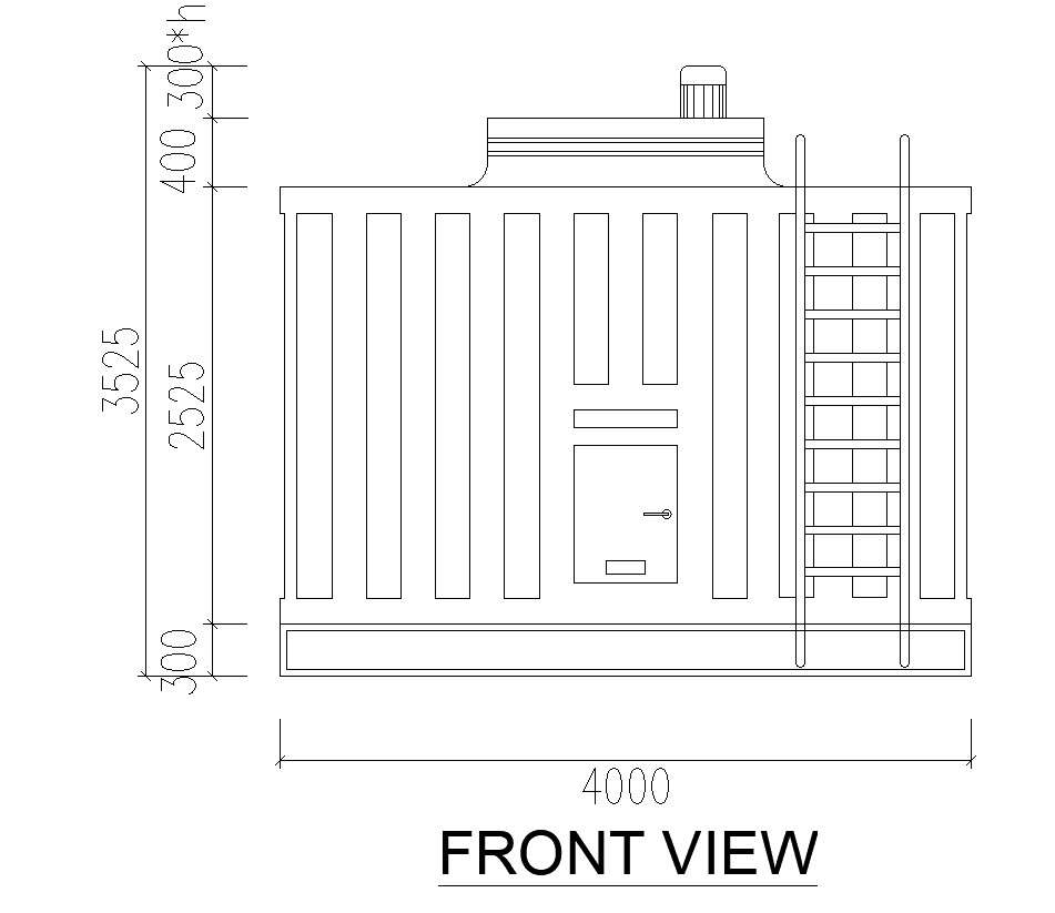 Front Side view of water sump factory in AutoCAD 2D drawing, CAD file, dwg file