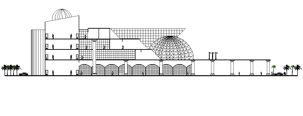 Frontal Commercial elevation detail dwg file