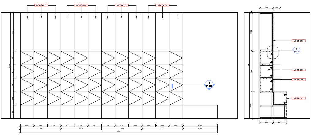 Front elevation detail of the Locker specified in this AutoCAD drawing file. Download this 2d Autocad drawing file.