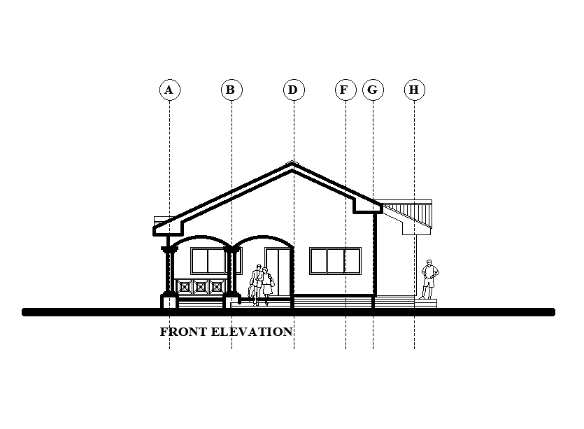 Front elevation of 10x15m house plan is given in this Autocad drawing model.  Download now.