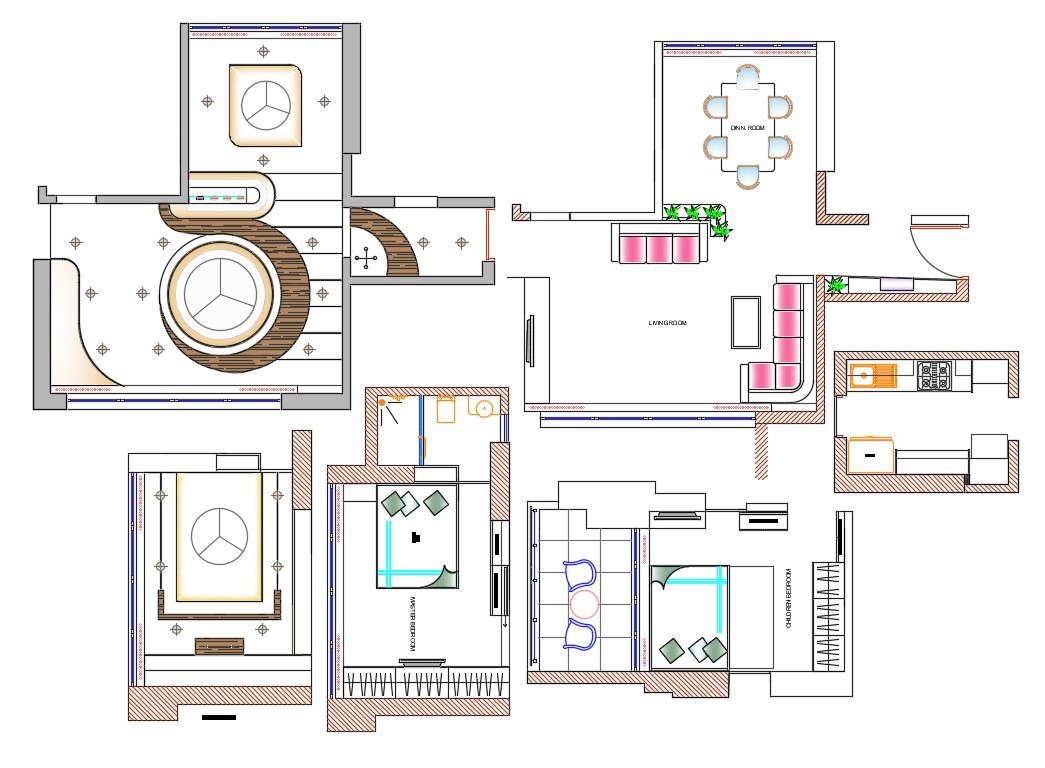 Furnished room With False Ceiling Plan Download CAD File