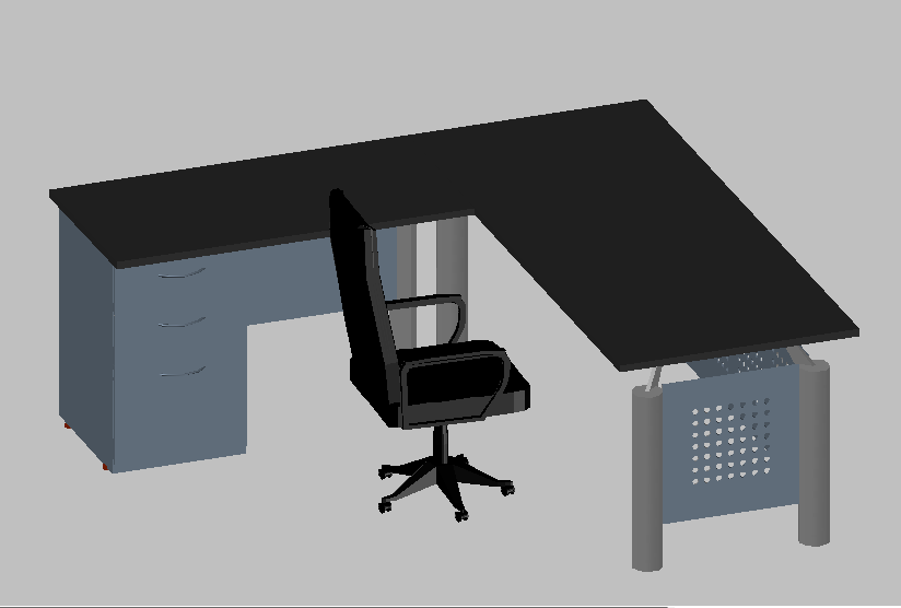 Office Furniture Chair and Table 3D DWG View Design