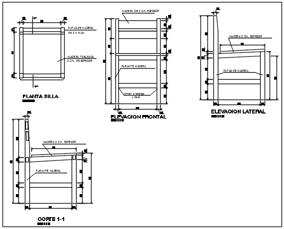 Furniture Chair Plan DWG for Interior CAD Drafting